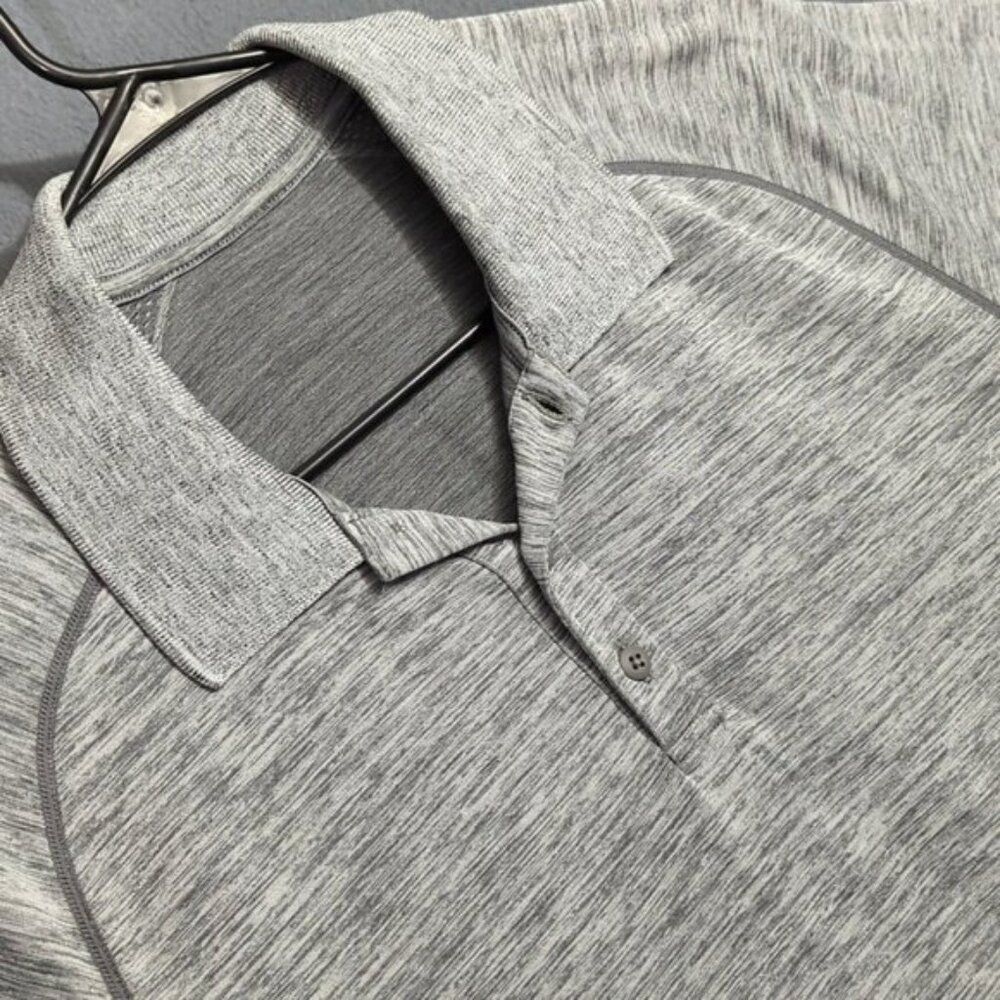 Lululemon Shirt Men's L Gray Polo Metal Vent Short Sleeve Athletic Casual